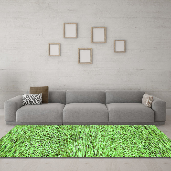 Machine Washable Abstract Green Modern Area Rugs in a Living Room,, wshabs427grn