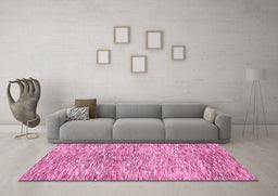 Machine Washable Abstract Pink Modern Rug in a Living Room, wshabs427pnk