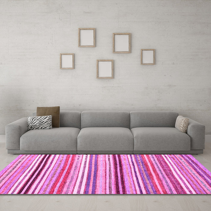 Machine Washable Abstract Pink Modern Rug in a Living Room, wshabs4280pnk