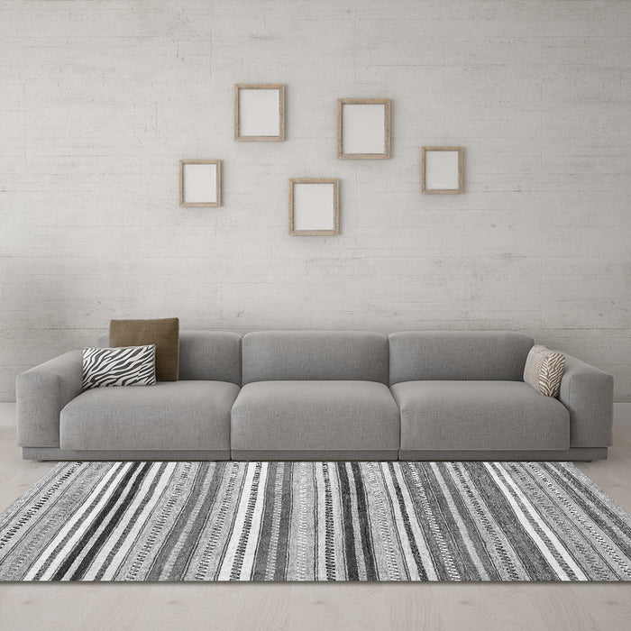 Machine Washable Abstract Gray Modern Rug in a Living Room,, wshabs4280gry