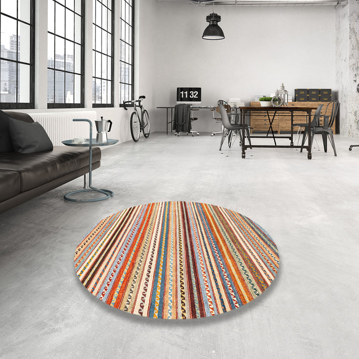 Round Abstract Chestnut Red Modern Rug in a Office, abs4280