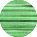 Round Machine Washable Abstract Emerald Green Modern Area Rugs, wshabs4280emgrn