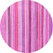 Round Machine Washable Abstract Pink Modern Rug, wshabs4280pnk