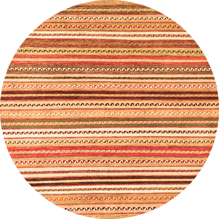 Round Machine Washable Abstract Orange Modern Area Rugs, wshabs4280org