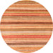 Round Machine Washable Abstract Orange Modern Area Rugs, wshabs4280org