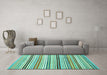 Machine Washable Abstract Turquoise Modern Area Rugs in a Living Room,, wshabs4280turq