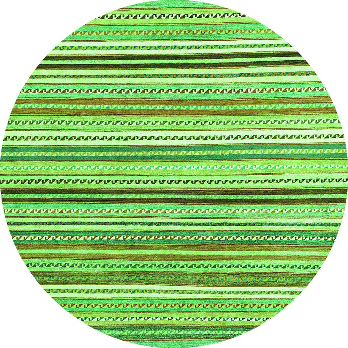 Round Machine Washable Abstract Green Modern Area Rugs, wshabs4280grn