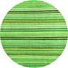 Round Machine Washable Abstract Green Modern Area Rugs, wshabs4280grn