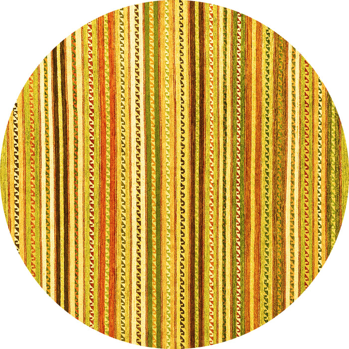 Round Abstract Yellow Modern Rug, abs4280yw