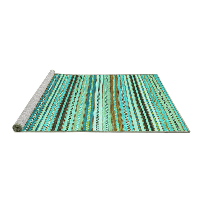 Sideview of Machine Washable Abstract Turquoise Modern Area Rugs, wshabs4280turq