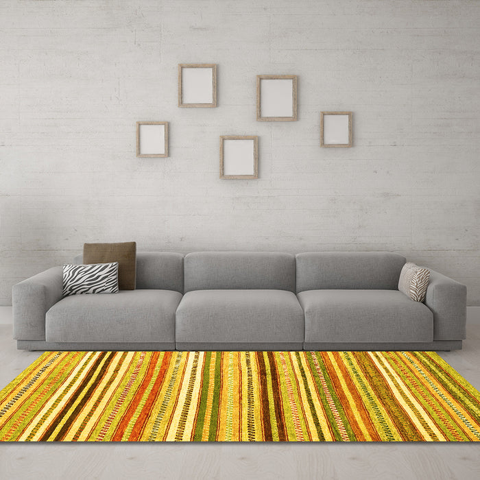 Machine Washable Abstract Yellow Modern Rug in a Living Room, wshabs4280yw