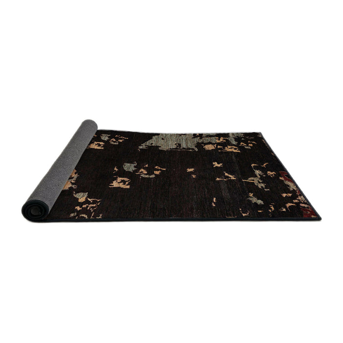 Sideview of Abstract Dark Brown Modern Rug, abs4281
