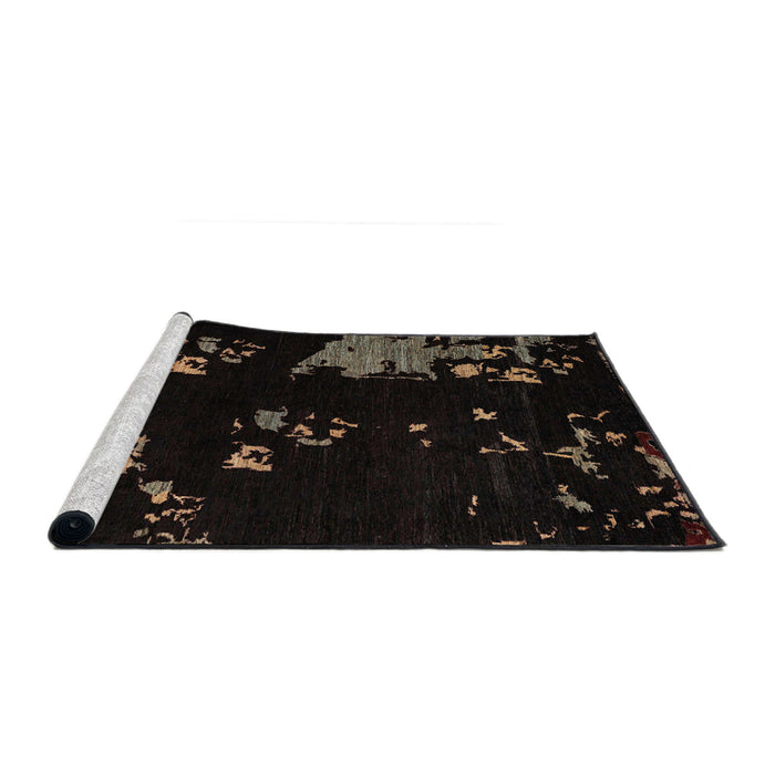 Sideview of Machine Washable Abstract Dark Brown Rug, wshabs4281