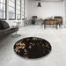 Round Abstract Dark Brown Modern Rug in a Office, abs4281