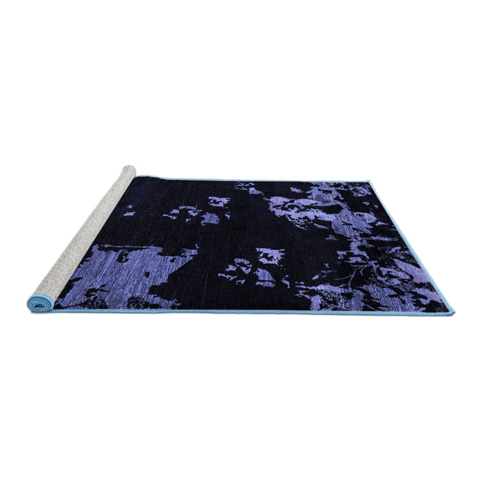 Sideview of Machine Washable Abstract Blue Modern Rug, wshabs4281blu