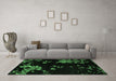 Machine Washable Abstract Emerald Green Modern Area Rugs in a Living Room,, wshabs4281emgrn