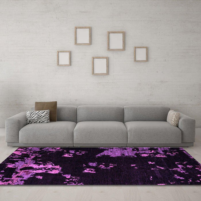 Machine Washable Abstract Purple Modern Area Rugs in a Living Room, wshabs4281pur