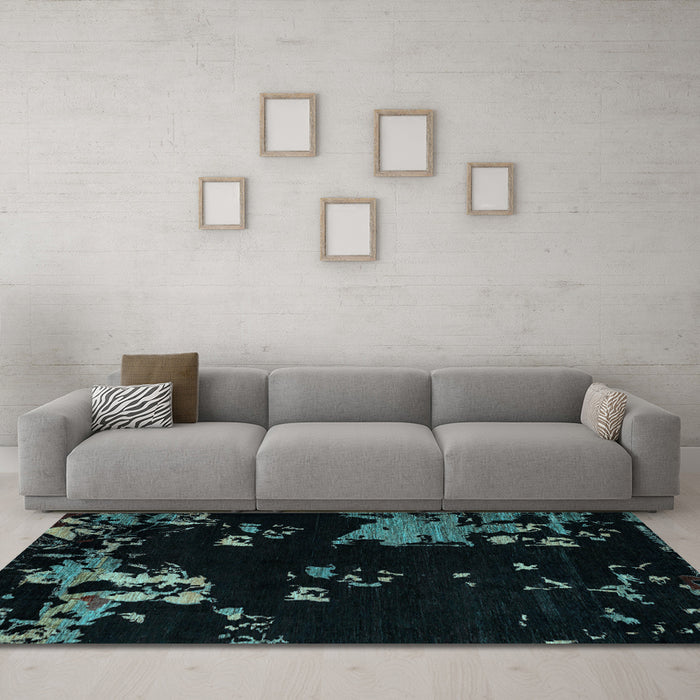 Machine Washable Abstract Light Blue Modern Rug in a Living Room, wshabs4281lblu