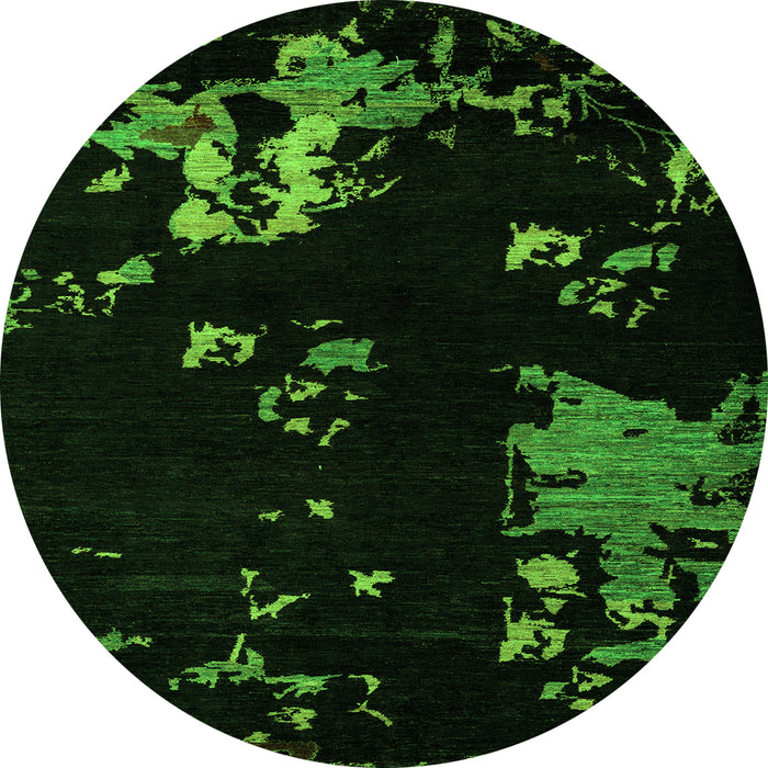 Round Abstract Green Modern Rug, abs4281grn