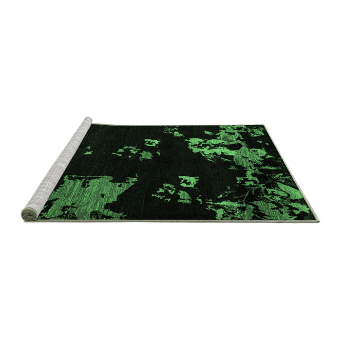 Sideview of Machine Washable Abstract Emerald Green Modern Area Rugs, wshabs4281emgrn