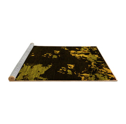 Sideview of Machine Washable Abstract Yellow Modern Rug, wshabs4281yw
