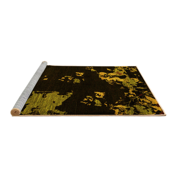 Sideview of Machine Washable Abstract Yellow Modern Rug, wshabs4281yw