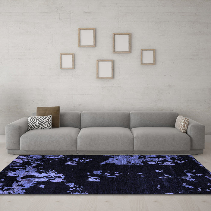 Machine Washable Abstract Blue Modern Rug in a Living Room, wshabs4281blu