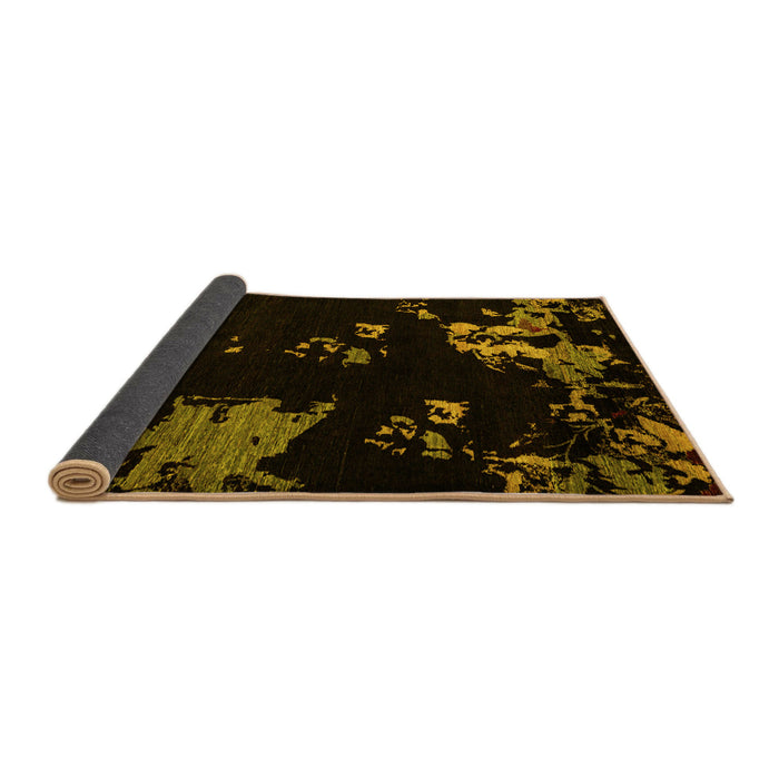 Sideview of Abstract Yellow Modern Rug, abs4281yw