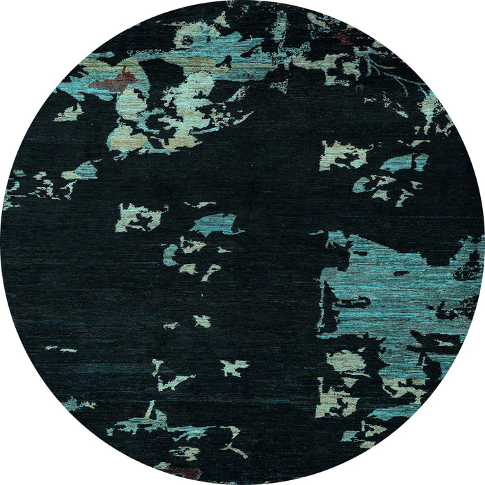 Round Abstract Light Blue Modern Rug, abs4281lblu