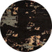 Round Machine Washable Abstract Dark Brown Rug, wshabs4281