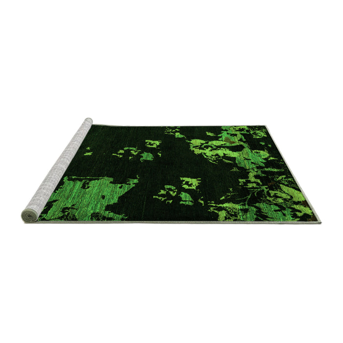 Sideview of Machine Washable Abstract Green Modern Area Rugs, wshabs4281grn
