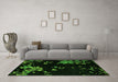 Machine Washable Abstract Green Modern Area Rugs in a Living Room,, wshabs4281grn