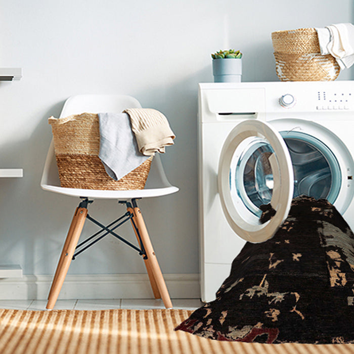 Machine Washable Abstract Dark Brown Rug in a Washing Machine, wshabs4281