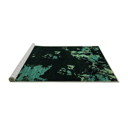 Sideview of Machine Washable Abstract Turquoise Modern Area Rugs, wshabs4281turq