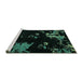 Sideview of Machine Washable Abstract Turquoise Modern Area Rugs, wshabs4281turq