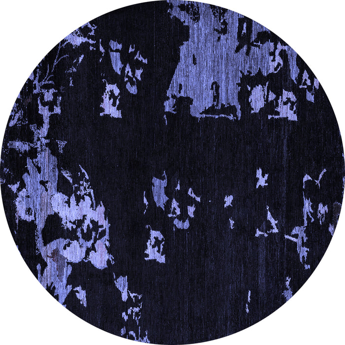 Round Abstract Blue Modern Rug, abs4281blu