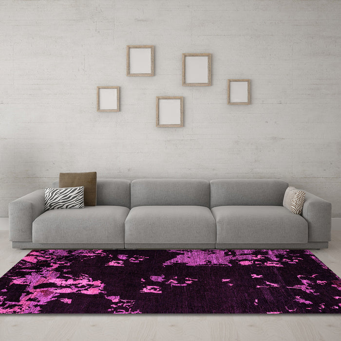 Machine Washable Abstract Pink Modern Rug in a Living Room, wshabs4281pnk