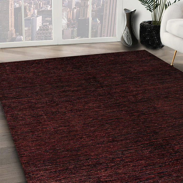 Abstract Red Modern Rug in Family Room, abs4282