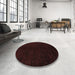 Round Machine Washable Abstract Night Red Rug in a Office, wshabs4282