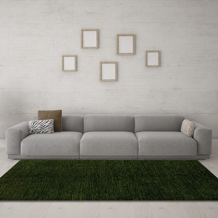 Machine Washable Abstract Green Modern Area Rugs in a Living Room,, wshabs4282grn