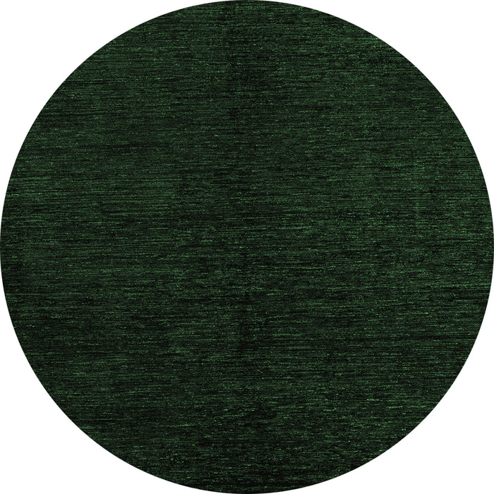 Round Machine Washable Abstract Emerald Green Modern Area Rugs, wshabs4282emgrn