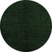 Round Machine Washable Abstract Emerald Green Modern Area Rugs, wshabs4282emgrn