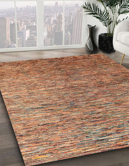 Abstract Fire Brick Red Modern Rug in Family Room, abs4283