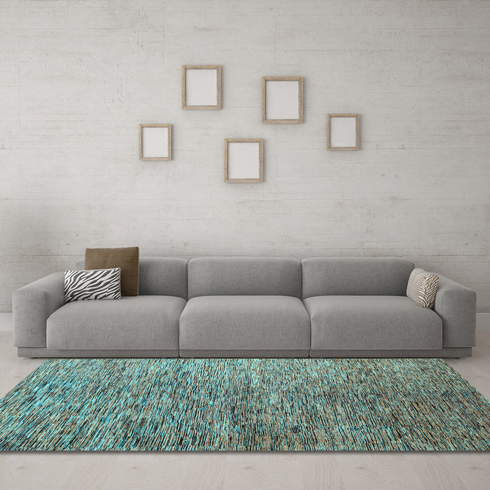 Machine Washable Abstract Light Blue Modern Rug in a Living Room, wshabs4283lblu