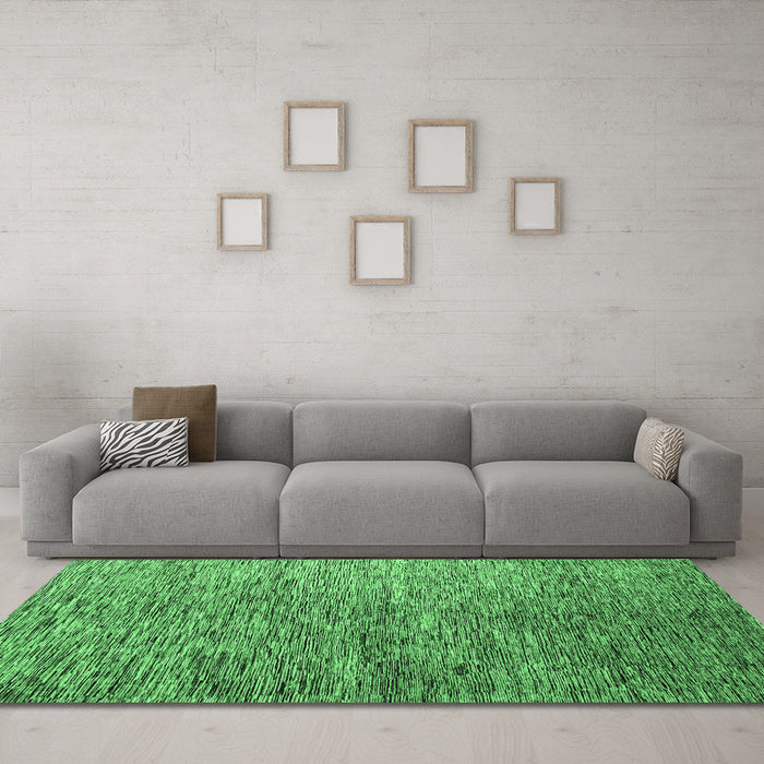 Machine Washable Abstract Emerald Green Modern Area Rugs in a Living Room,, wshabs4283emgrn