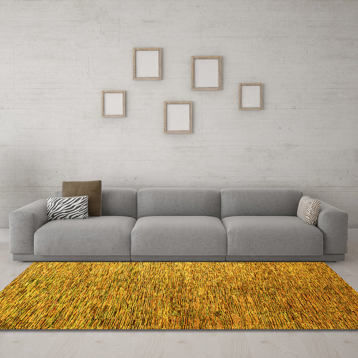 Machine Washable Abstract Yellow Modern Rug in a Living Room, wshabs4283yw