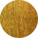 Round Machine Washable Abstract Yellow Modern Rug, wshabs4283yw