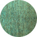 Round Machine Washable Abstract Turquoise Modern Area Rugs, wshabs4283turq