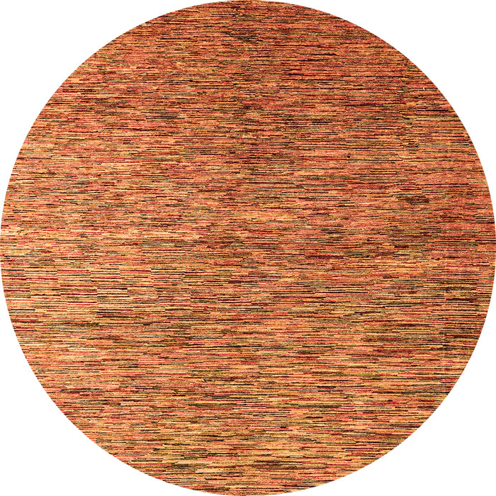 Round Machine Washable Abstract Orange Modern Area Rugs, wshabs4283org