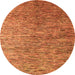 Round Machine Washable Abstract Orange Modern Area Rugs, wshabs4283org